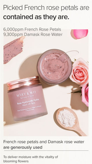 [Mary&May] Rose Hyaluronic Hydra Wash Off Pack 125g - Diva Melody