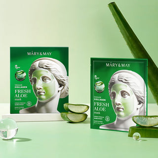 [Mary&May] Vegan Collagen Fresh Aloe Mask (30g x4) - Diva Melody