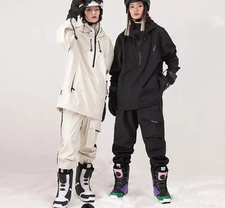 Men Women Solid Color Ski Jacket Ski Pants Windproof Hoodie Waterproof Snowboard - Diva Melody