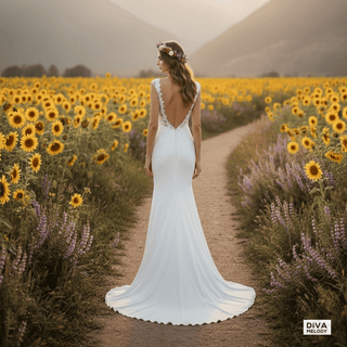 Mermaid Chiffon Wedding Dress with Floral Appliques - Diva Melody