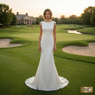 Mermaid Chiffon Wedding Dress with Floral Appliques - Diva Melody