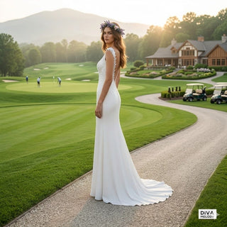 Mermaid Chiffon Wedding Dress with Floral Appliques - Diva Melody