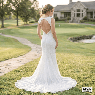 Mermaid Sequin High - Slit Bridal Gown - Diva Melody