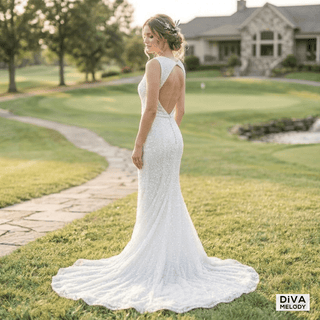 Mermaid Sequin High - Slit Bridal Gown - Diva Melody