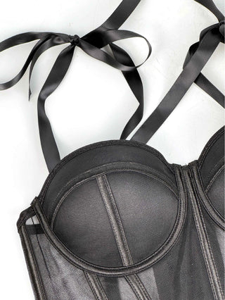 Mesh Corset Halter Crop Top - Diva Melody