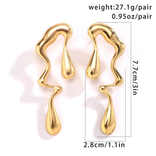 Metal Irregular Water Drops Stud Earrings - Diva Melody