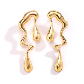 Metal Irregular Water Drops Stud Earrings - Diva Melody