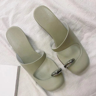 Metal Set Toe Wedge Slippers - Modern and Stylish - Diva Melody