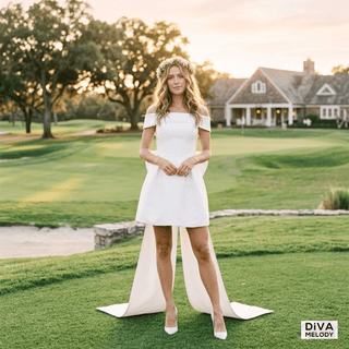 Mini Bridal Dress With Detachable Bow - Diva Melody