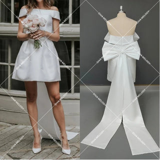 Mini Bridal Dress With Detachable Bow - Diva Melody