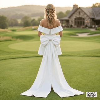 Mini Bridal Dress With Detachable Bow - Diva Melody