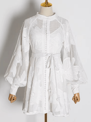 Mini Dress with Lantern Sleeves - Diva Melody