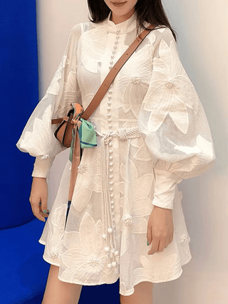 Mini Dress with Lantern Sleeves - Diva Melody