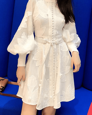 Mini Dress with Lantern Sleeves - Diva Melody