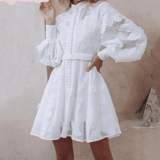 Mini Dress with Lantern Sleeves - Diva Melody