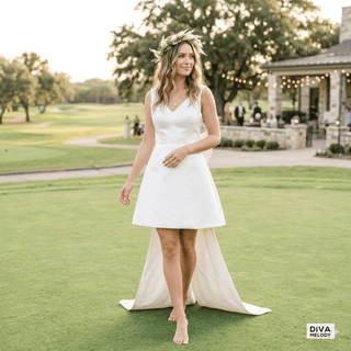 Mini Elegant Backless Bridal Gowns - Diva Melody