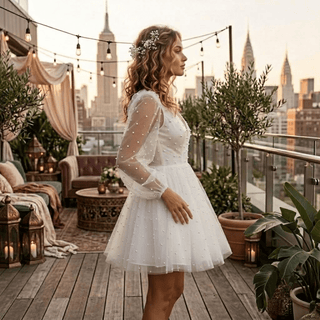 Mini Pearl Bridal Wedding Dress - Diva Melody