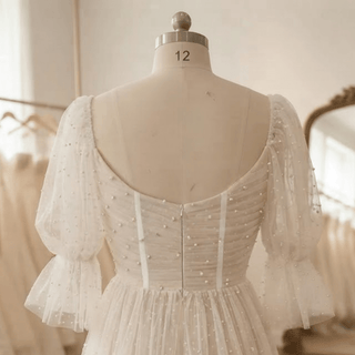 Mini Tulle Wedding Dress with Pearls - Diva Melody