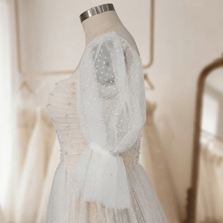 Mini Tulle Wedding Dress with Pearls - Diva Melody