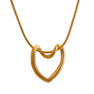 Minimalist Golden Heart Hollow Pendant Necklace - Diva Melody