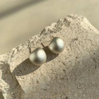 Minimalist Matte Brushed Metal Drop Shaped Earrings - Diva Melody