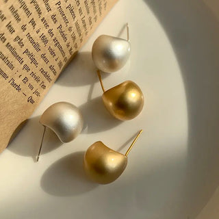 Minimalist Matte Brushed Metal Drop Shaped Earrings - Diva Melody