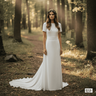 Minimalist Satin Sheath Wedding Dress - Diva Melody