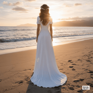 Minimalist Satin Sheath Wedding Dress - Diva Melody