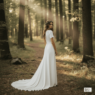 Minimalist Satin Sheath Wedding Dress - Diva Melody