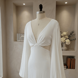 Minimalist Side-Cutout Wedding Dress - Diva Melody