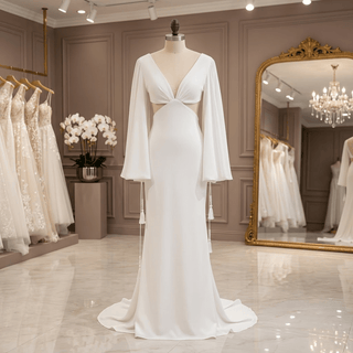 Minimalist Side-Cutout Wedding Dress - Diva Melody