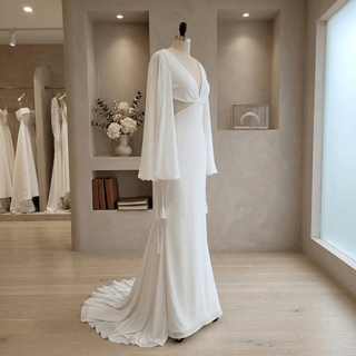 Minimalist Side-Cutout Wedding Dress - Diva Melody