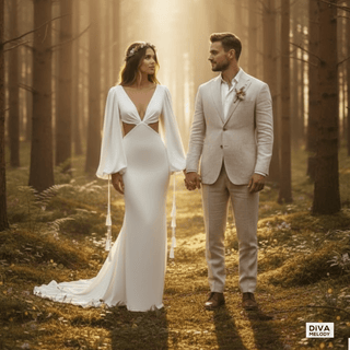 Minimalist Side - Cutout Wedding Dress - Diva Melody