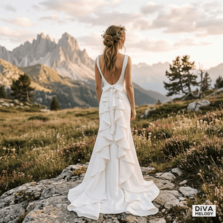 Minimalist Soft Satin Wedding Dress - Diva Melody