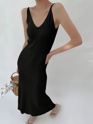 Minimalist V - Neck Long Dress - Diva Melody