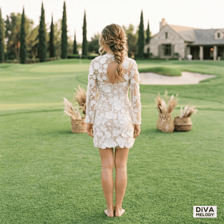Modern Embroidered Mini Wedding Dress - Diva Melody