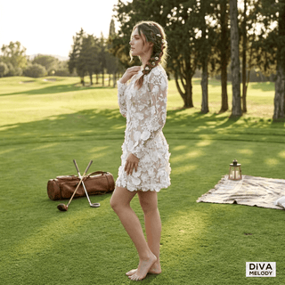 Modern Embroidered Mini Wedding Dress - Diva Melody