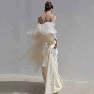 Modest Strapless Chiffon Bridal Gowns - Diva Melody