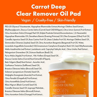 [NeoGen] DERMALOGY CARROT DEEP CLEAR OIL PAD 150ML (60 PADS) - Diva Melody