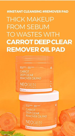 [NeoGen] DERMALOGY CARROT DEEP CLEAR OIL PAD 150ML (60 PADS) - Diva Melody