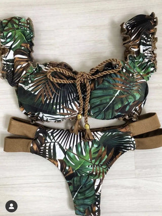 New Push Up Bikini Set Ruffle Biquini Swimwear Ribbed Beachwear - Diva Melody