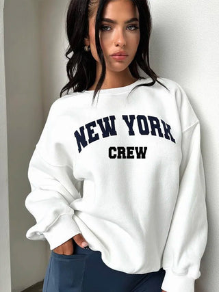 New York Letter Print Sweatshirt Long Sleeve Pullovers - Diva Melody