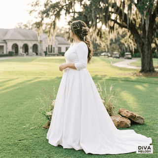 O - Neck High - End Satin Bridal Gown - Diva Melody