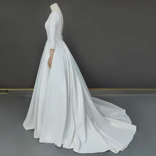 O - Neck High - End Satin Bridal Gown - Diva Melody