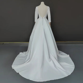 O - Neck High - End Satin Bridal Gown - Diva Melody