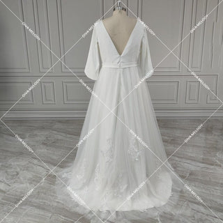 O - Neck Soft Satin A - line Wedding Dress - Diva Melody