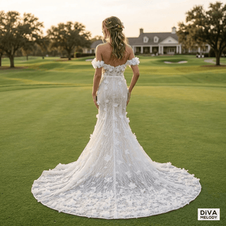 Off - Shoulder 3D Floral Mermaid Gown - Diva Melody