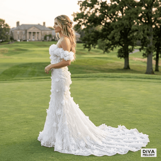 Off - Shoulder 3D Floral Mermaid Gown - Diva Melody