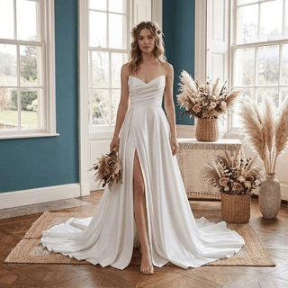 Off Shoulder A Line Wedding Dress - Diva Melody