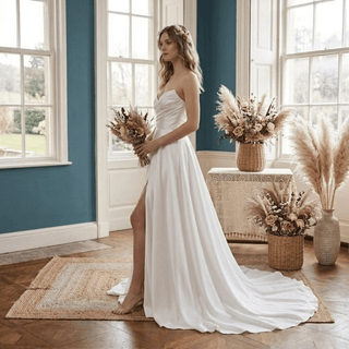 Off Shoulder A Line Wedding Dress - Diva Melody